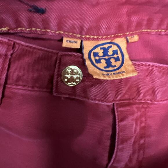 Tory Burch Alexa Cropped Super Skinny Jeans Red Designer Stretch Size 26 - Picture 10 of 13